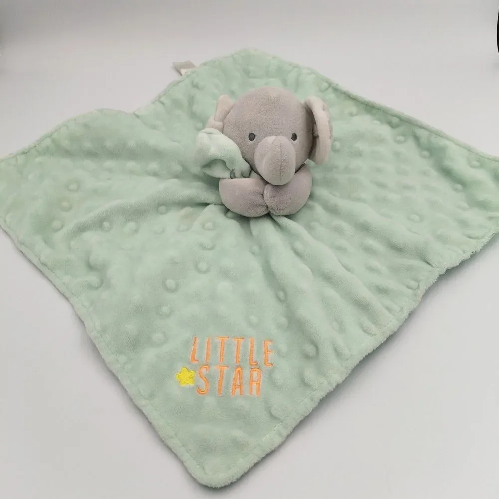Carter's Child of Mine Elephant Lovey Security‎ Blanket Rattle Green Little Star